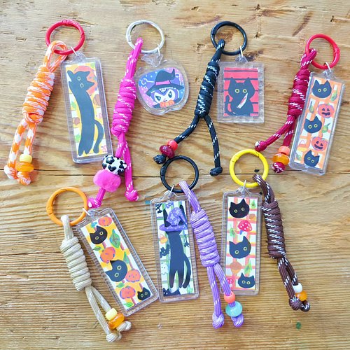 get ready for spooky season with brand spankin new, handpainted bag charms!  each one has been individually illustrated and p...