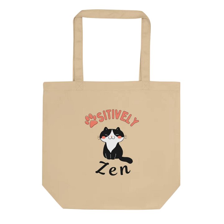 Pawsitively Zen — Organic Cotton Beige Tote Bag for Everyday Use product image (1)
