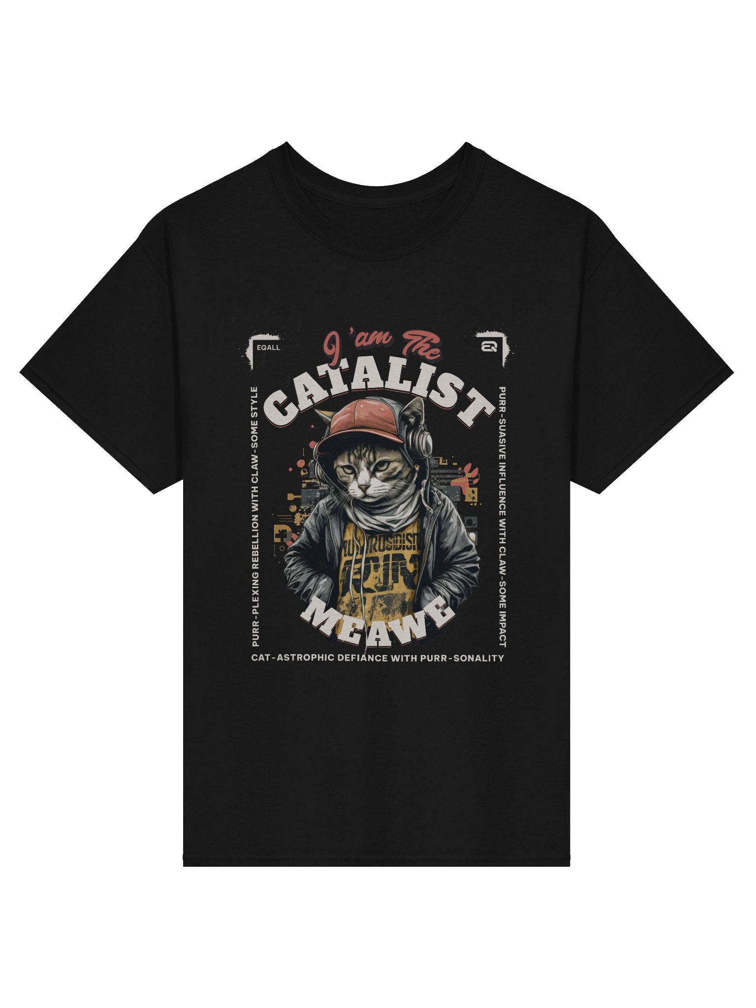 CATALIST Vibes Heavyweight PAWSETIQ 100% Cotton T-shirt by EQALL® Originals_Red / Wh / Yellow product image (3)