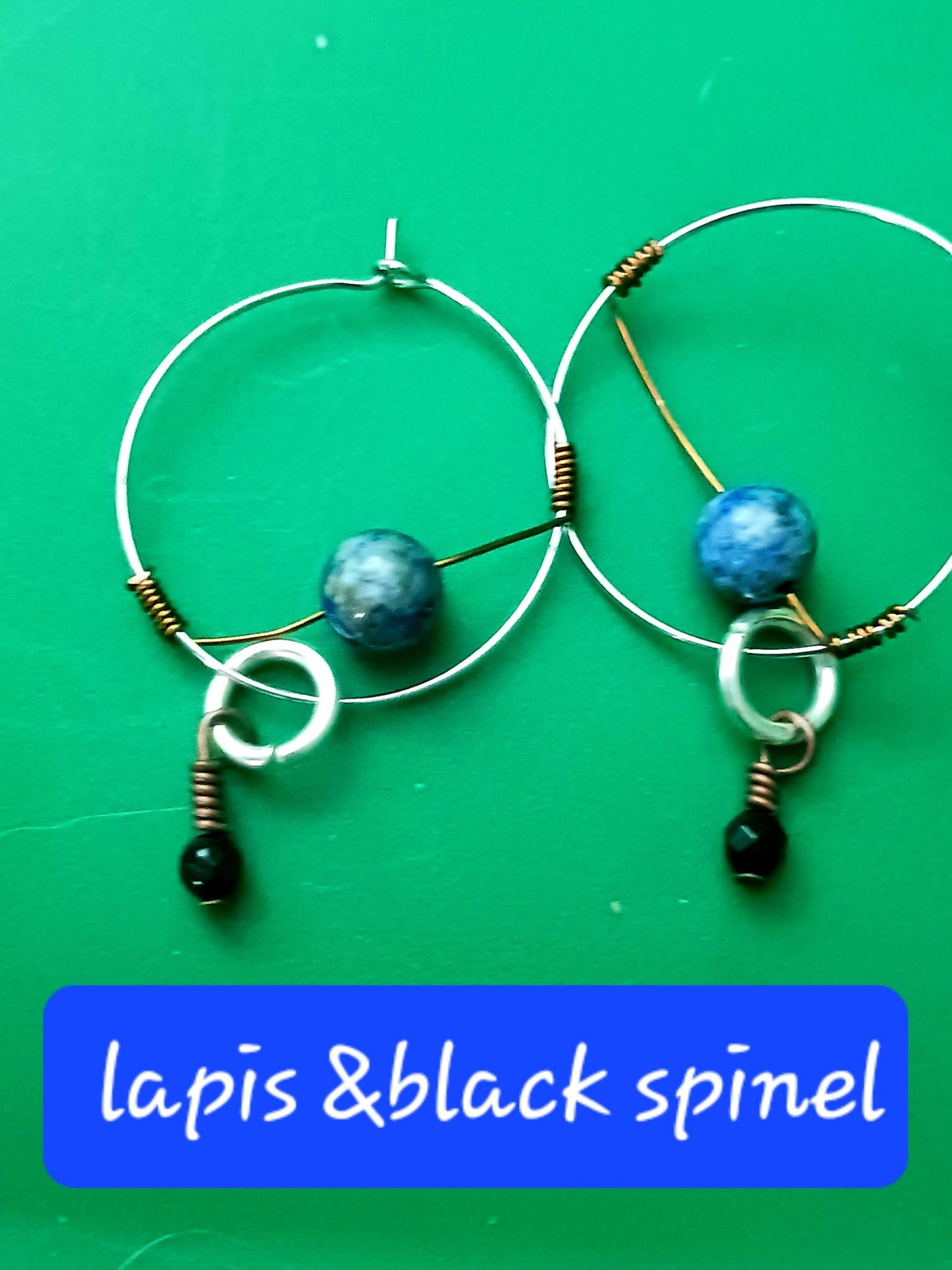 Lapis and Black Spinel Earrings - Handmade Gemstone Jewelry product image (1)
