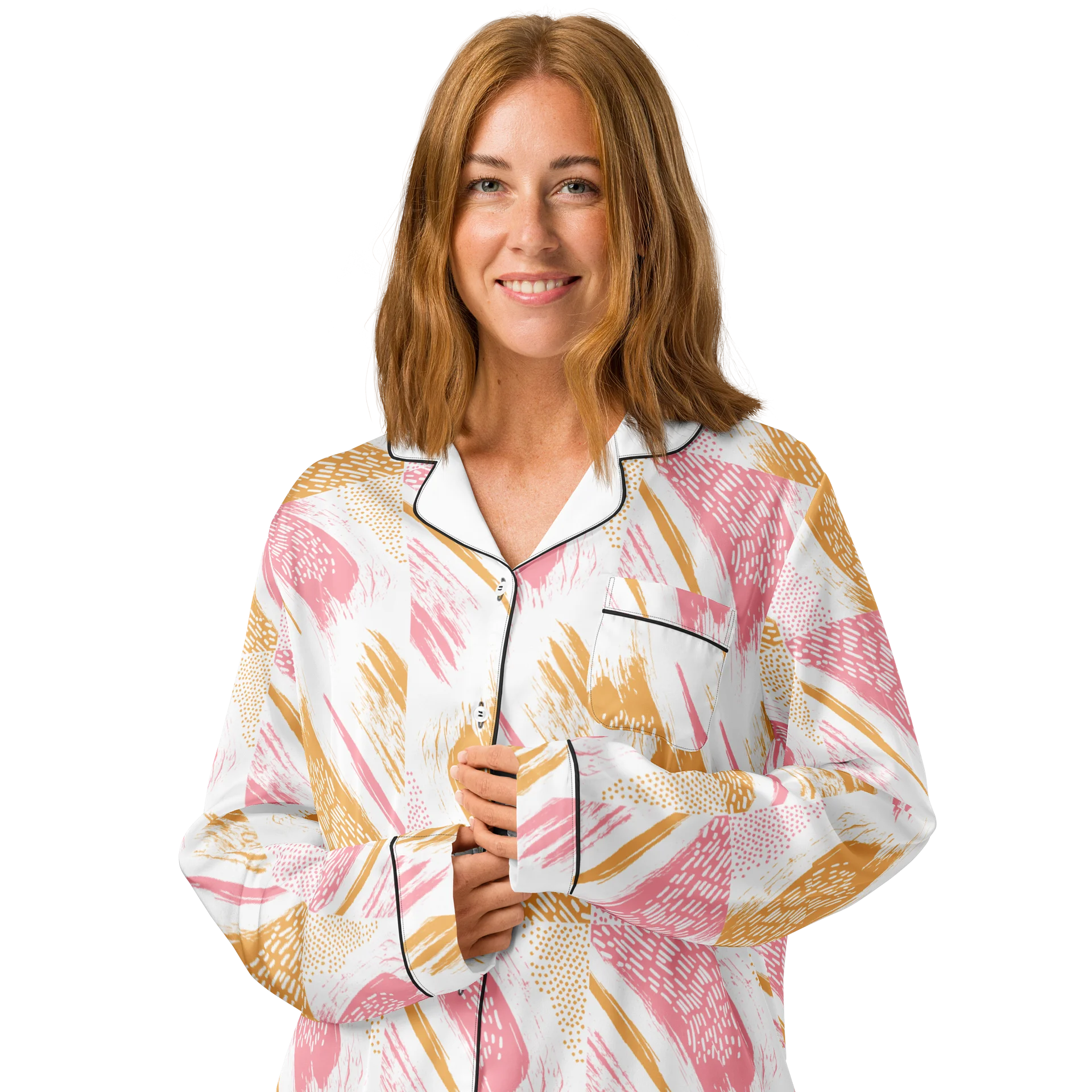 Pink Orange Abstract Pajama Top product image (3)