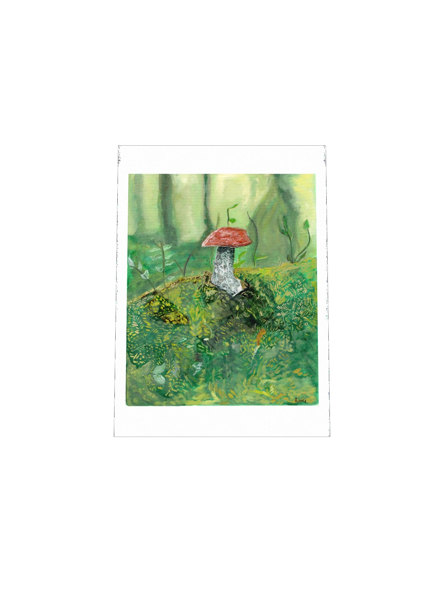 Mushroom in Forest Painting - Print product image (30)