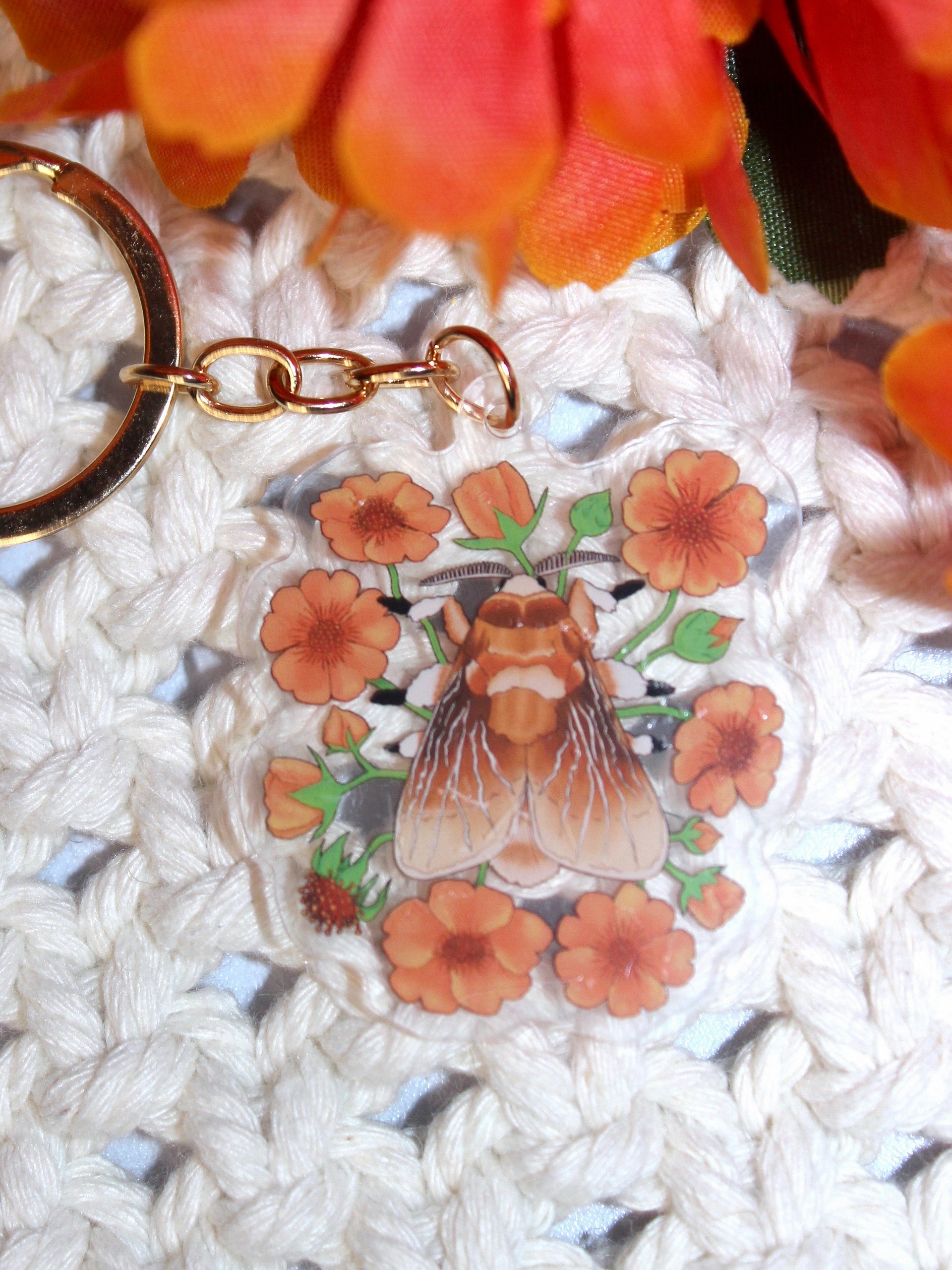 Floral Southern Flannel Moth Acrylic Keychain product image (6)