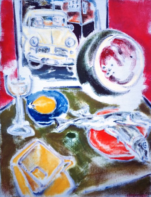 Still Life with Volvo (1987) on canvas (18" x 24") product image (1)