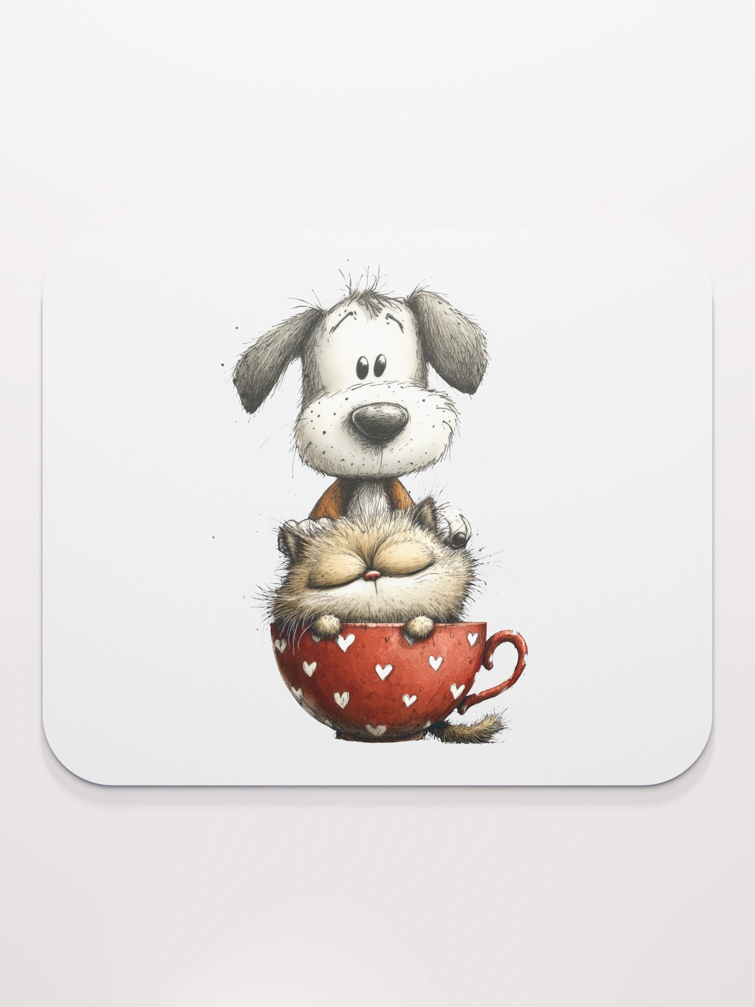 Cute Cat Dog Mousepad product image (1)