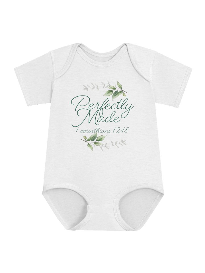 Perfectly Made Gray Onesie – 1 Corinthians 12:18 - Confident Mama product image (1)