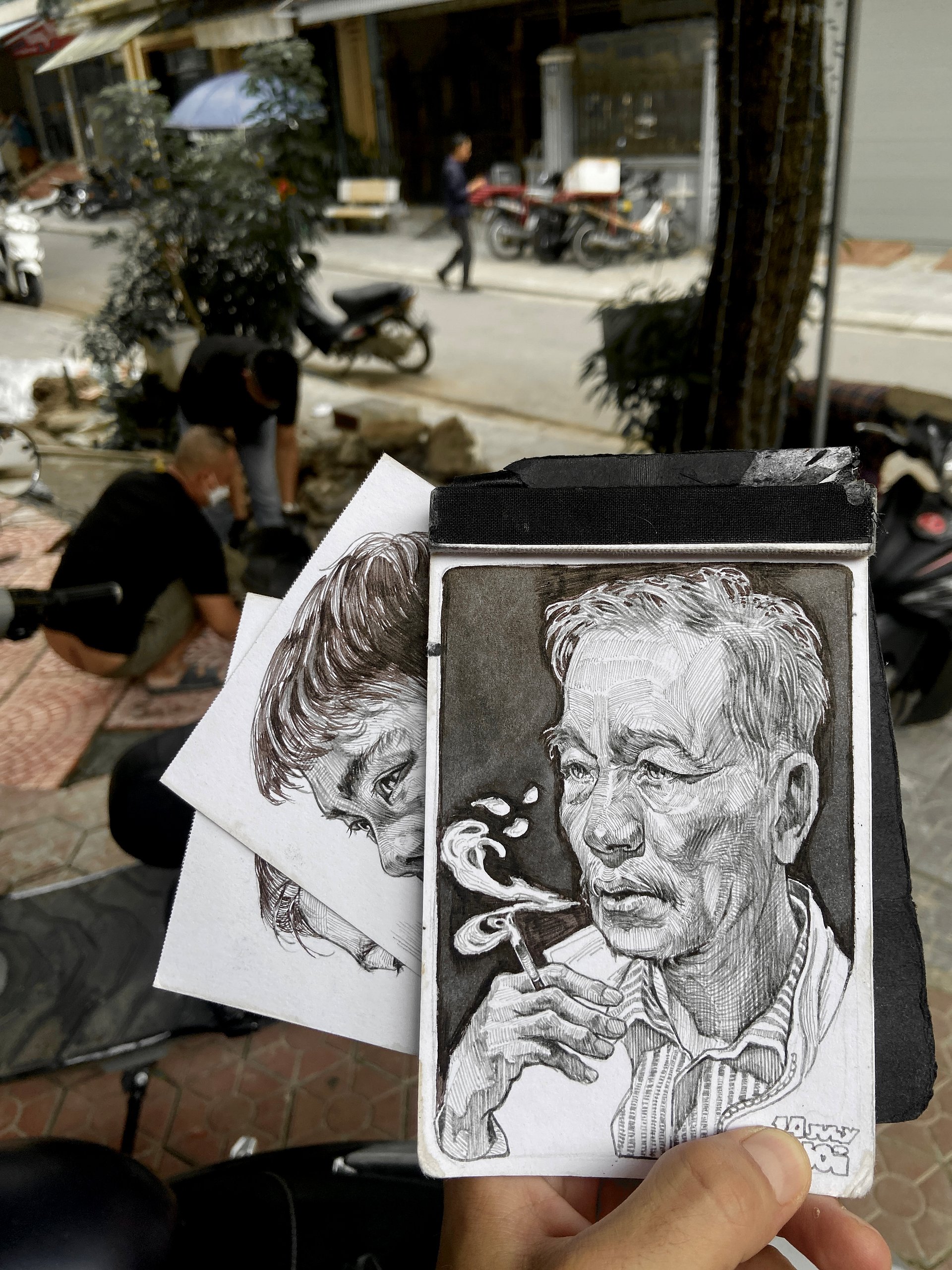 "Smoke of Hanoi" original A6 sketch product image (2)