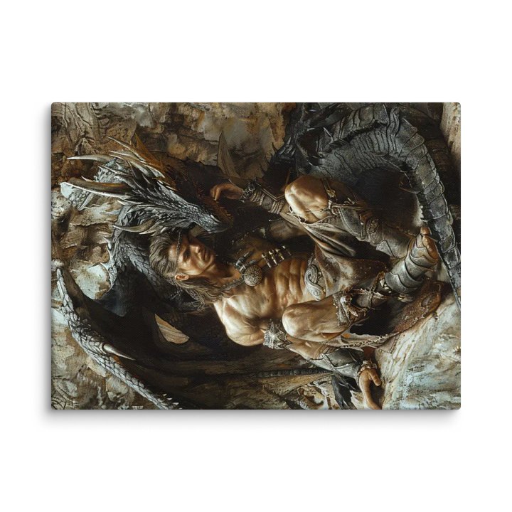 Warrior resting with his dragon - Canvas product image (1)