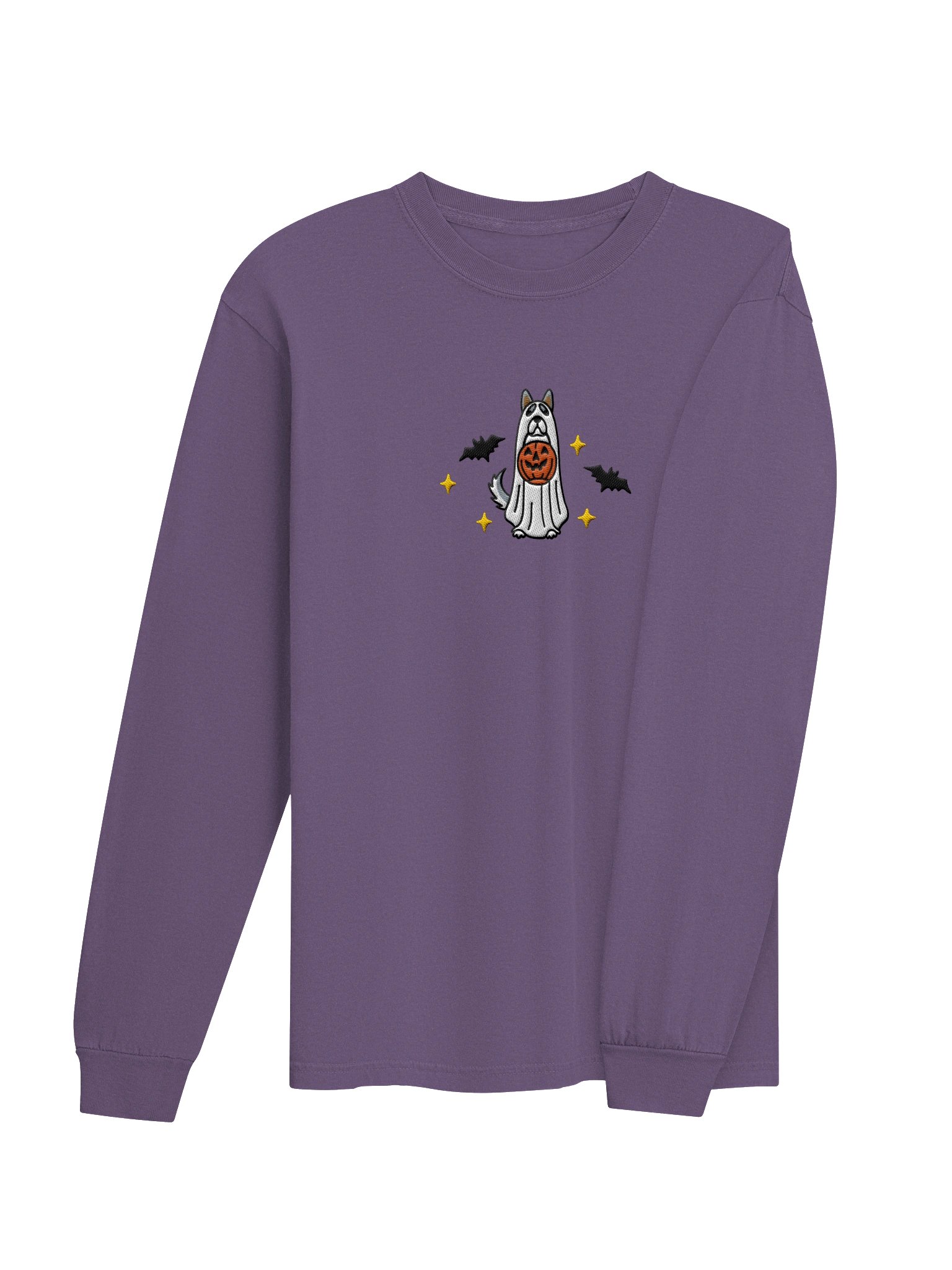 Halloween Siberian Husky(Gray & White) Embroidered Long-Sleeve T-Shirt product image (20)