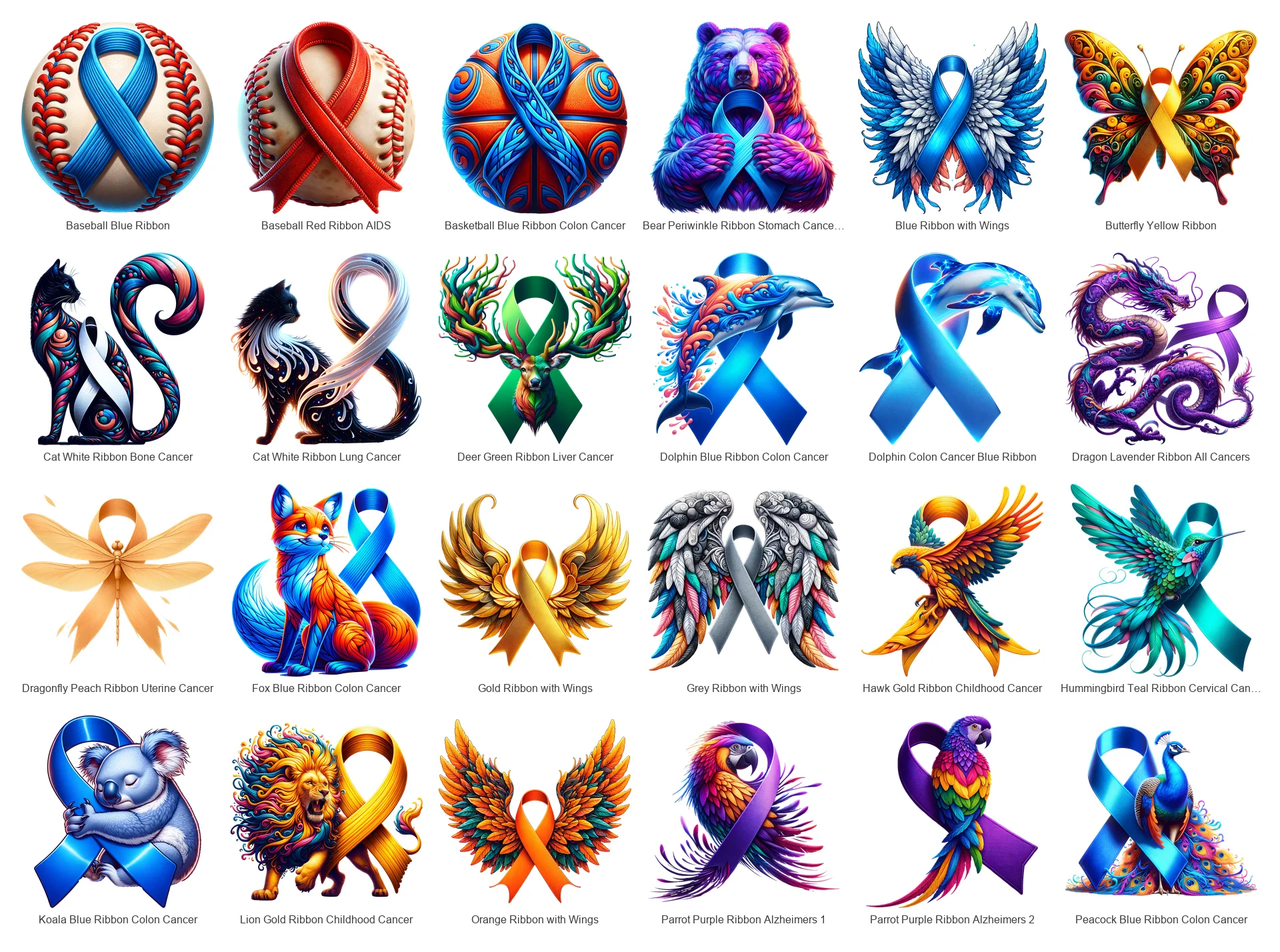 Awareness Ribbon PNG Bundle | 53 Designs | All Causes | Commercial Use product image (2)