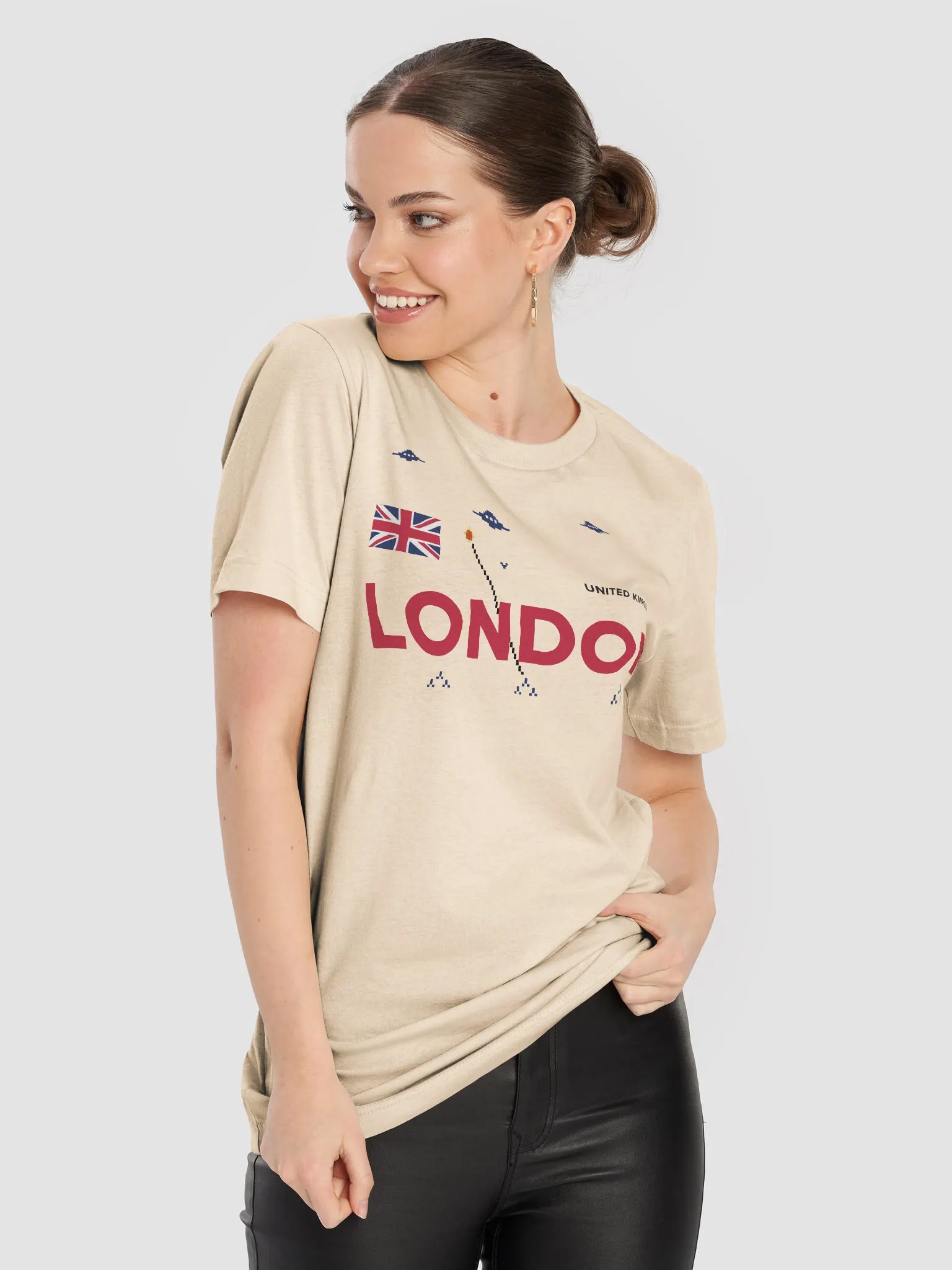 London T-Shirt - Retro 8-Bit UFO Invasion Graphic Tee with Union Jack Flag product image (8)
