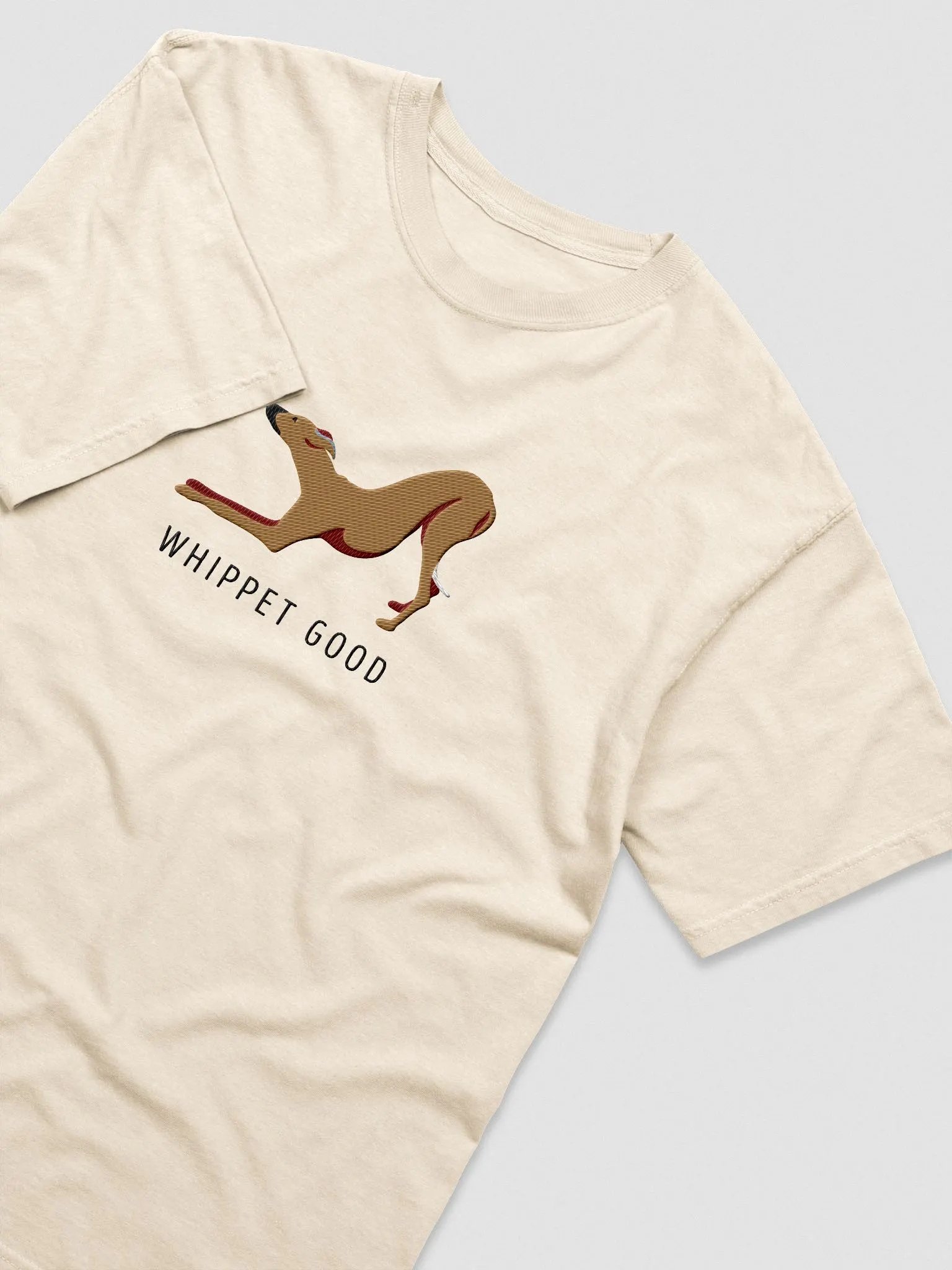 Whippet Good T-Shirt(Embroidered) of a Whippet(Tan) product image (5)