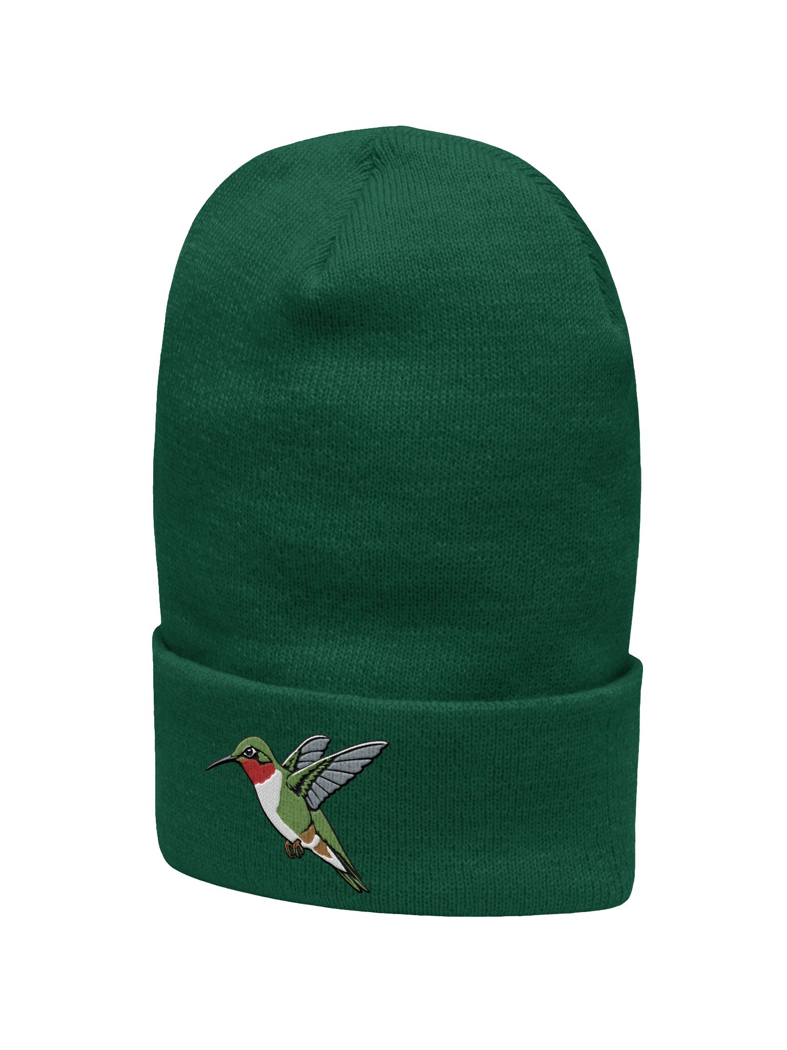 Ruby-Throated Hummingbird Embroidered Beanie | Hummingbird Knit Hat | Woodland Bird Cap product image (27)