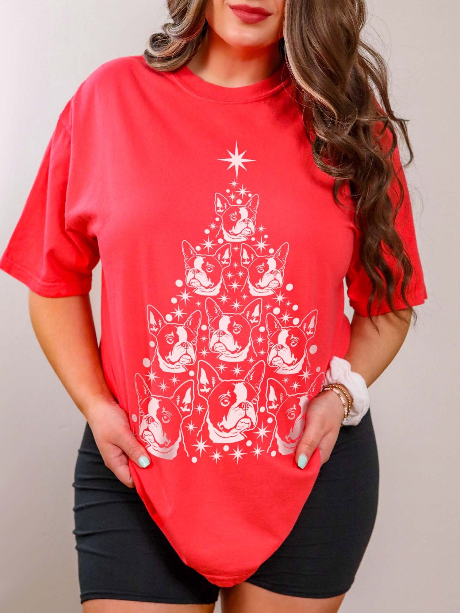Boston Terrier Christmas Tree T-Shirt product image (1)