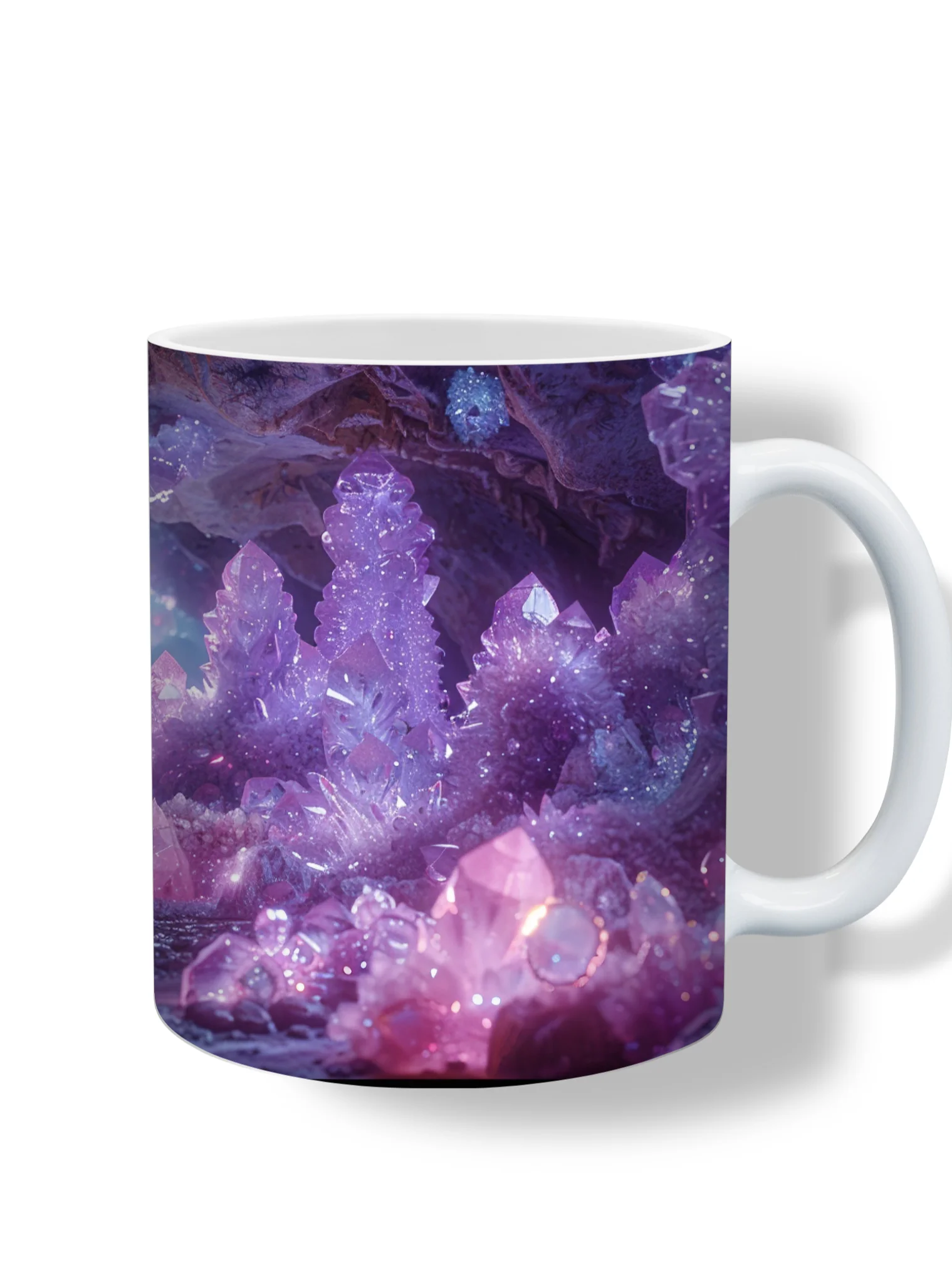 Amethyst Crystal Cave 11oz Coffee Mug – Stunning Gemstone and Geode-Inspired Ceramic Cup – Perfect for Crystal Lovers and Mystical Vibes product image (1)