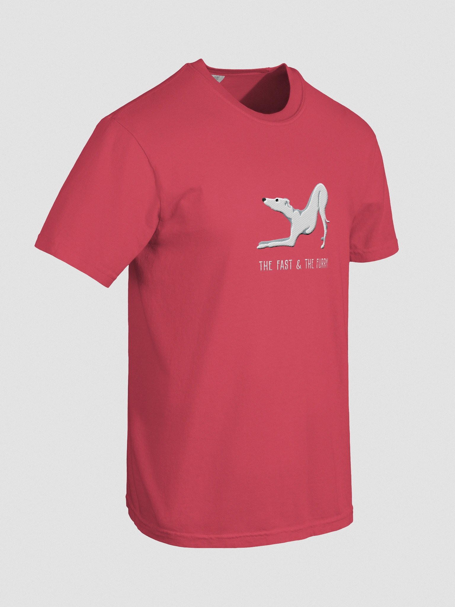 The Fast & The Furry T-Shirt(Embroidered) of an Italian Greyhound(White) product image (11)