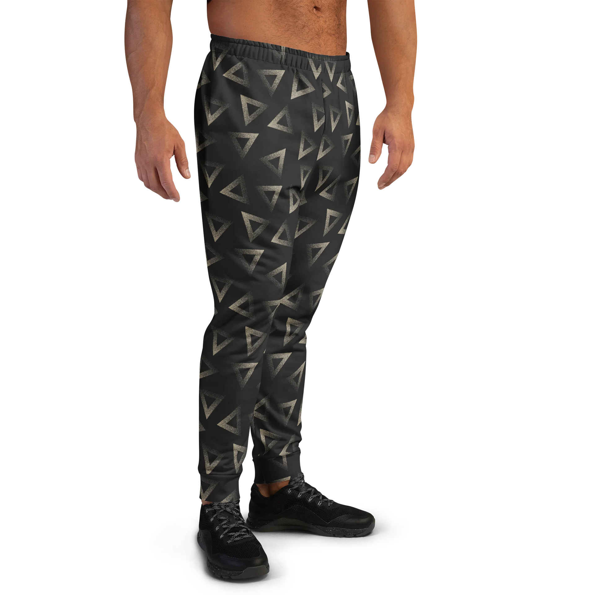 Modern Men's Joggers with Geometric Dark Triangle Print product image (4)