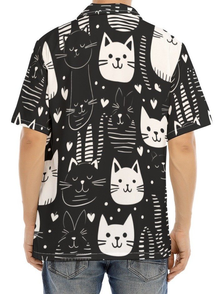 Doodle Cat All-Over Print Cuban Shirt product image (4)
