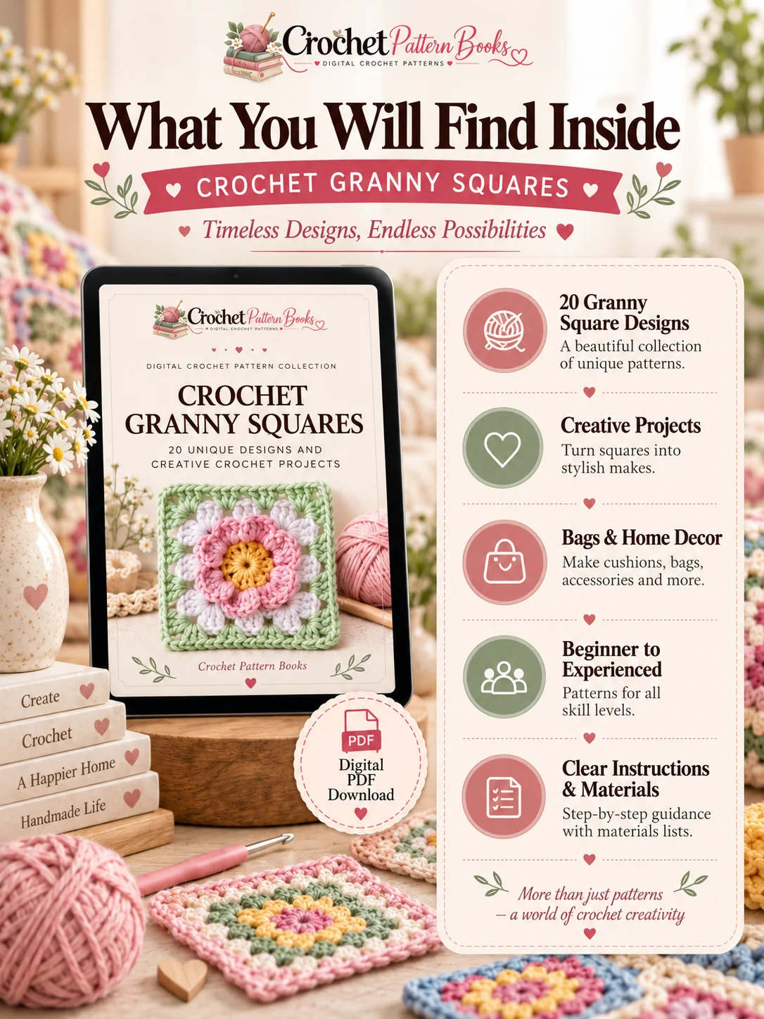 Crochet Granny Squares 20 Unique Patterns and Creative Projects PDF Ebook product image (2)
