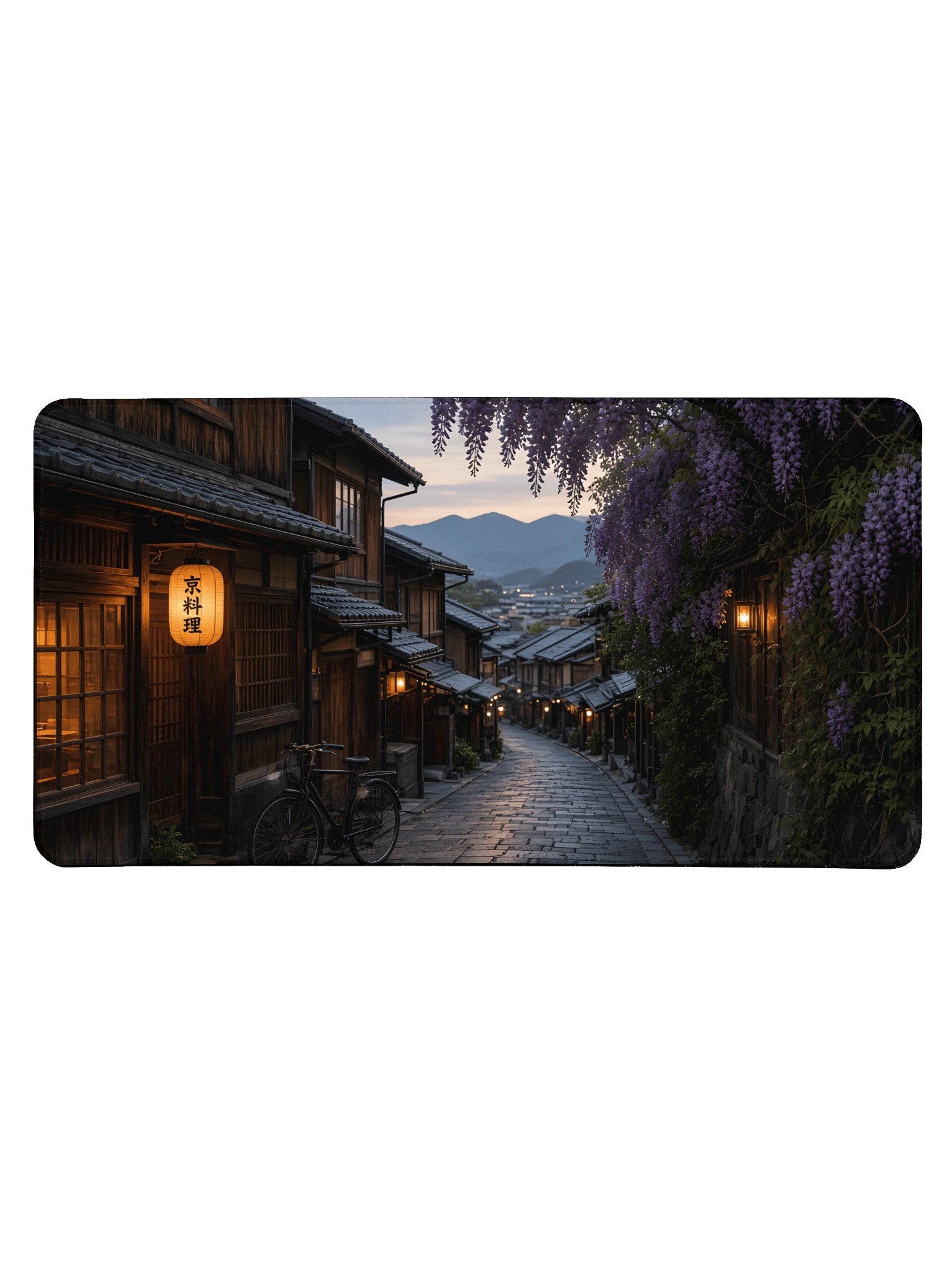Traditional Japanese Street Wisteria Evening Desk Mat 15.5" x 31.5" product image (1)