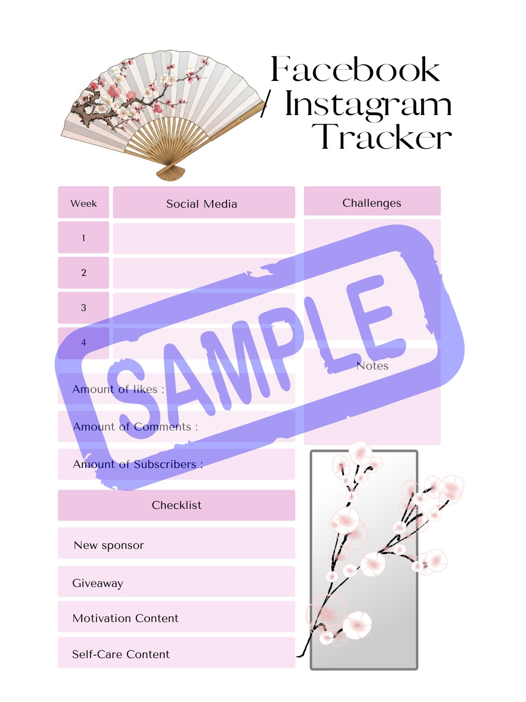 Cherry Blossom Social Media Planner - A5 product image (7)