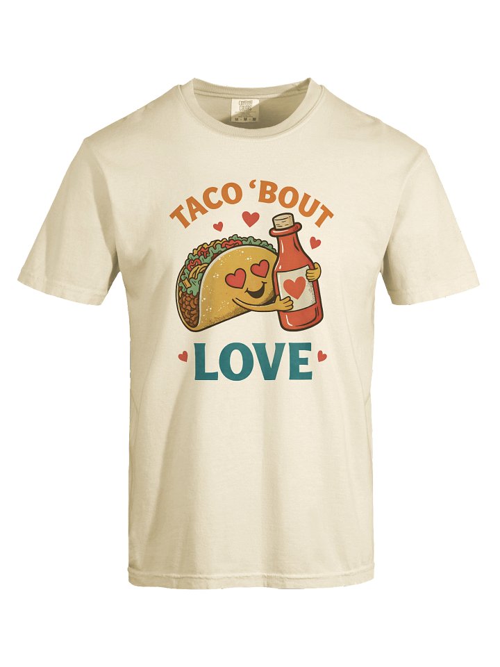 Taco ’Bout Love T-Shirt – Cute Taco & Hot Sauce Valentine Food Pun Illustration product image (5)