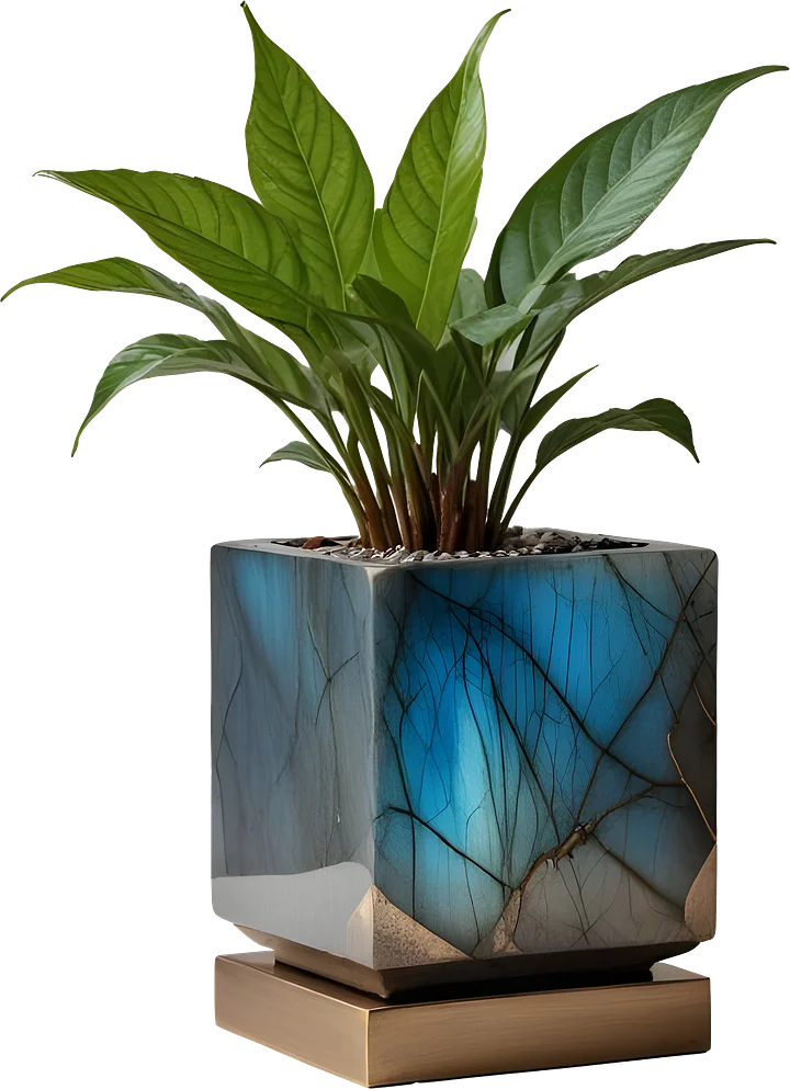 Stellar Luxe – Labradorite and Bronze Planter PNG product image (1)