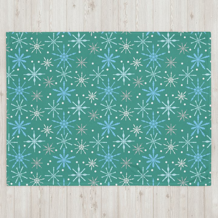 Snowflakes in Aqua Throw Blanket product image (2)