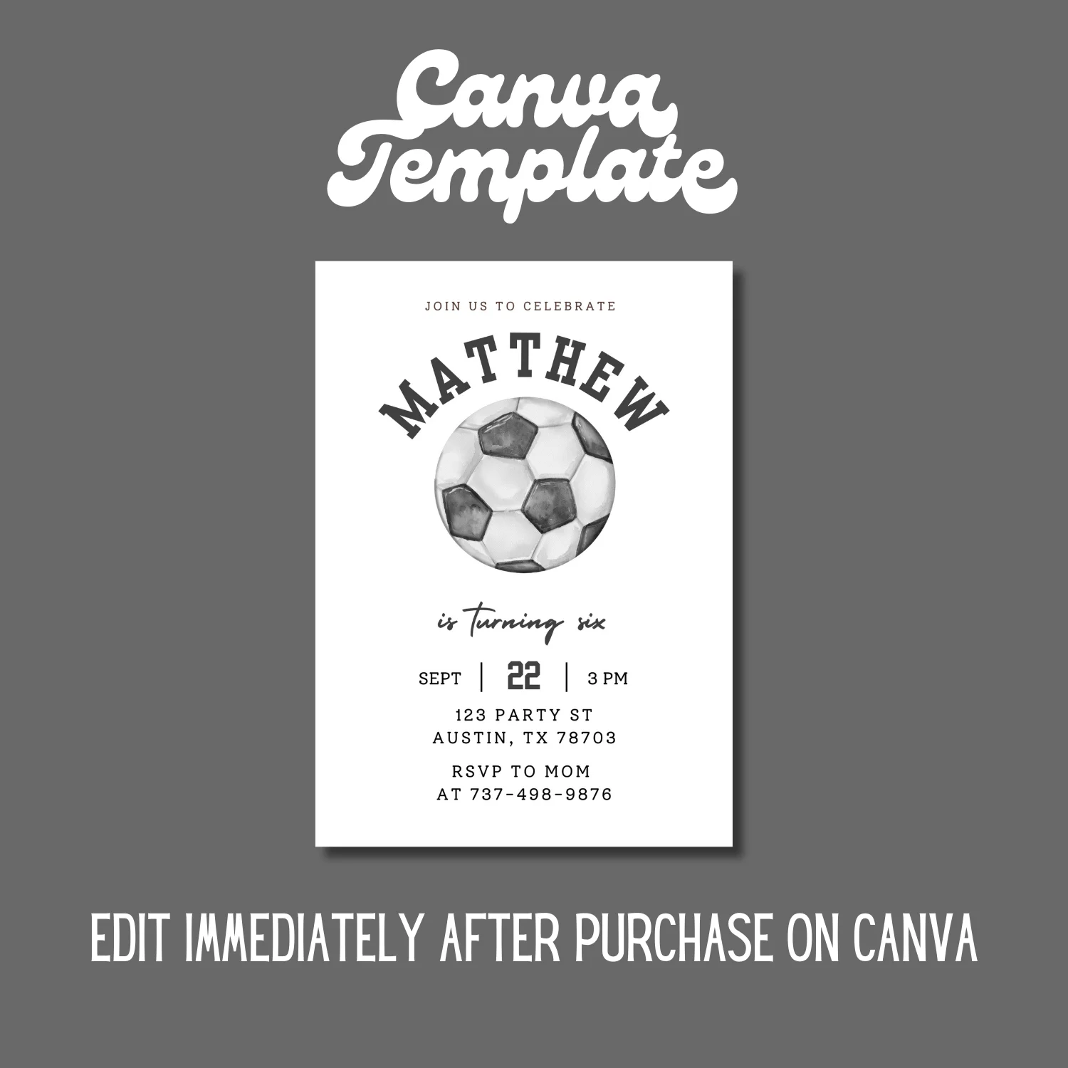 Soccer Birthday Invitation Template – Canva Editable Sports Birthday Invite product image (4)