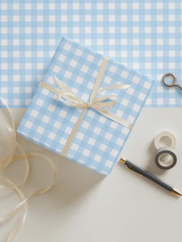 Classic Blue Gingham Gift Wrap Set (Set of 3) product image (1)
