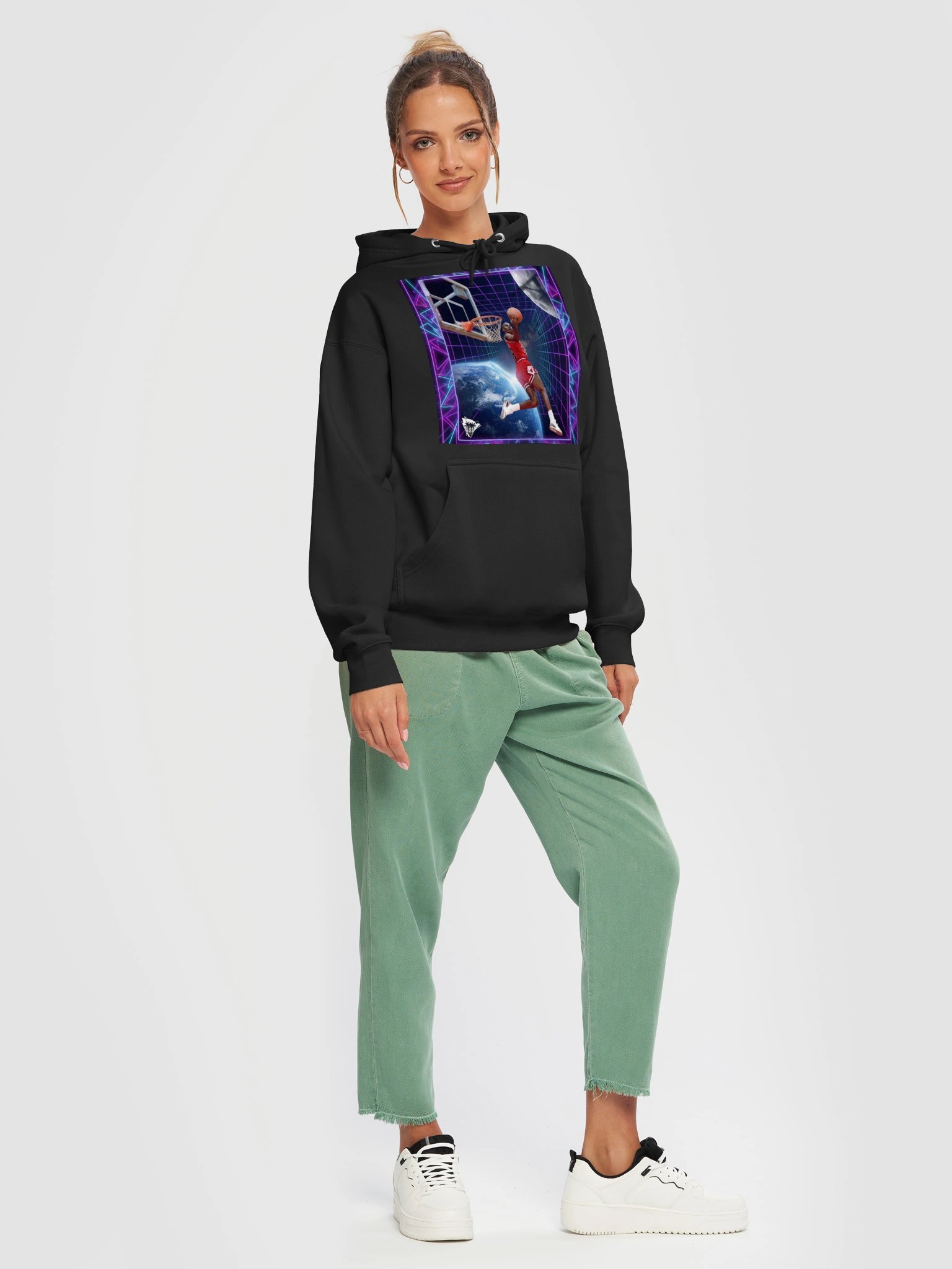 90s VINTAGE RETRO AIR JORDAN DUNK CONTEST SPACE GRID HOODIE product image (39)