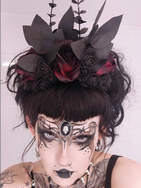 Gothic Headpiece (Roses & Black Leaves) product image (1)
