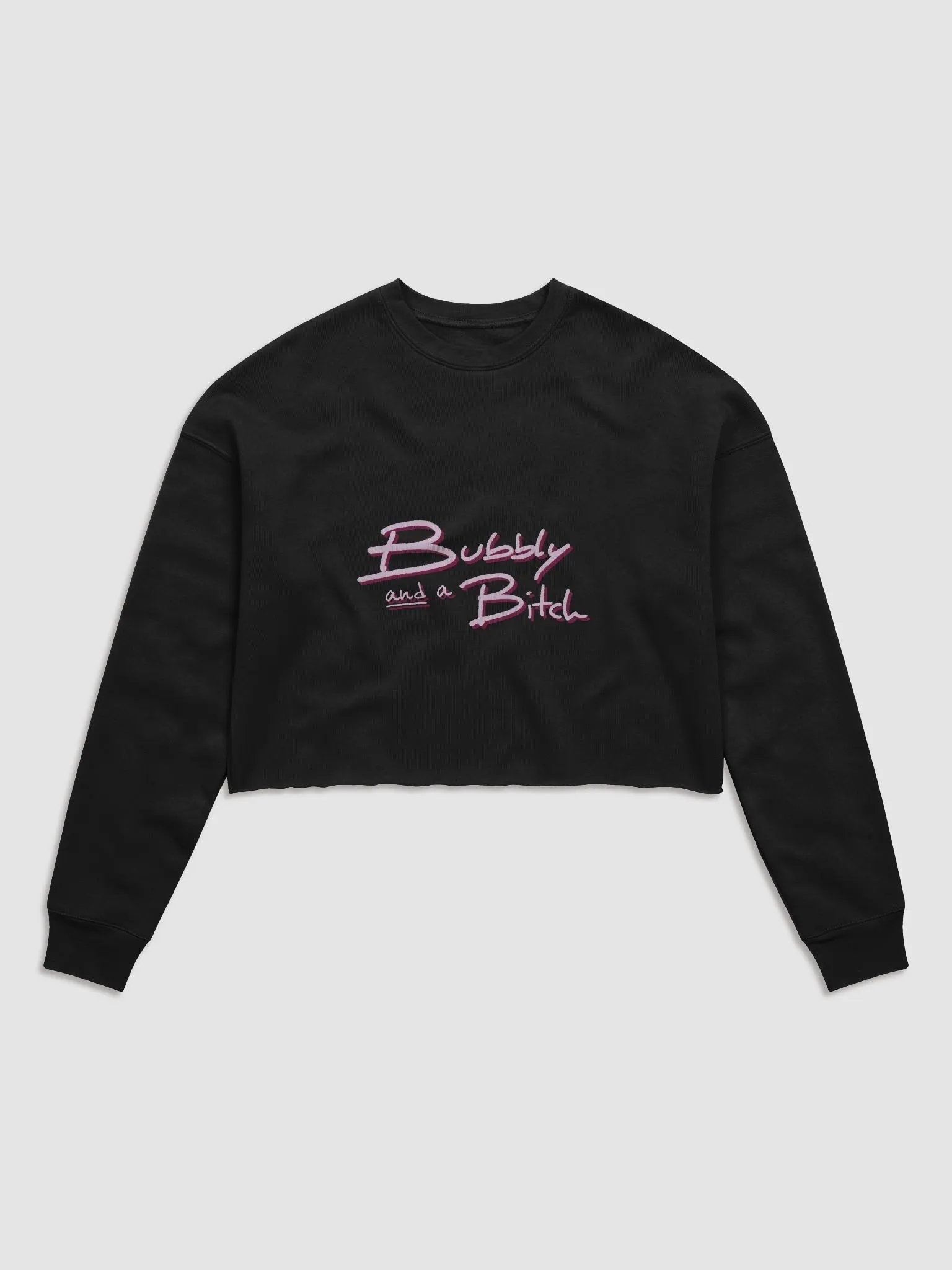 Bubbly and a B*tch (pink shadow design) women's fleece crop sweatshirt product image (2)