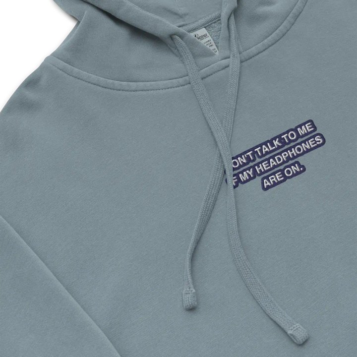 HEADPHONES ON (navy bubble design 2) embroidered pigment hoodie product image (1)