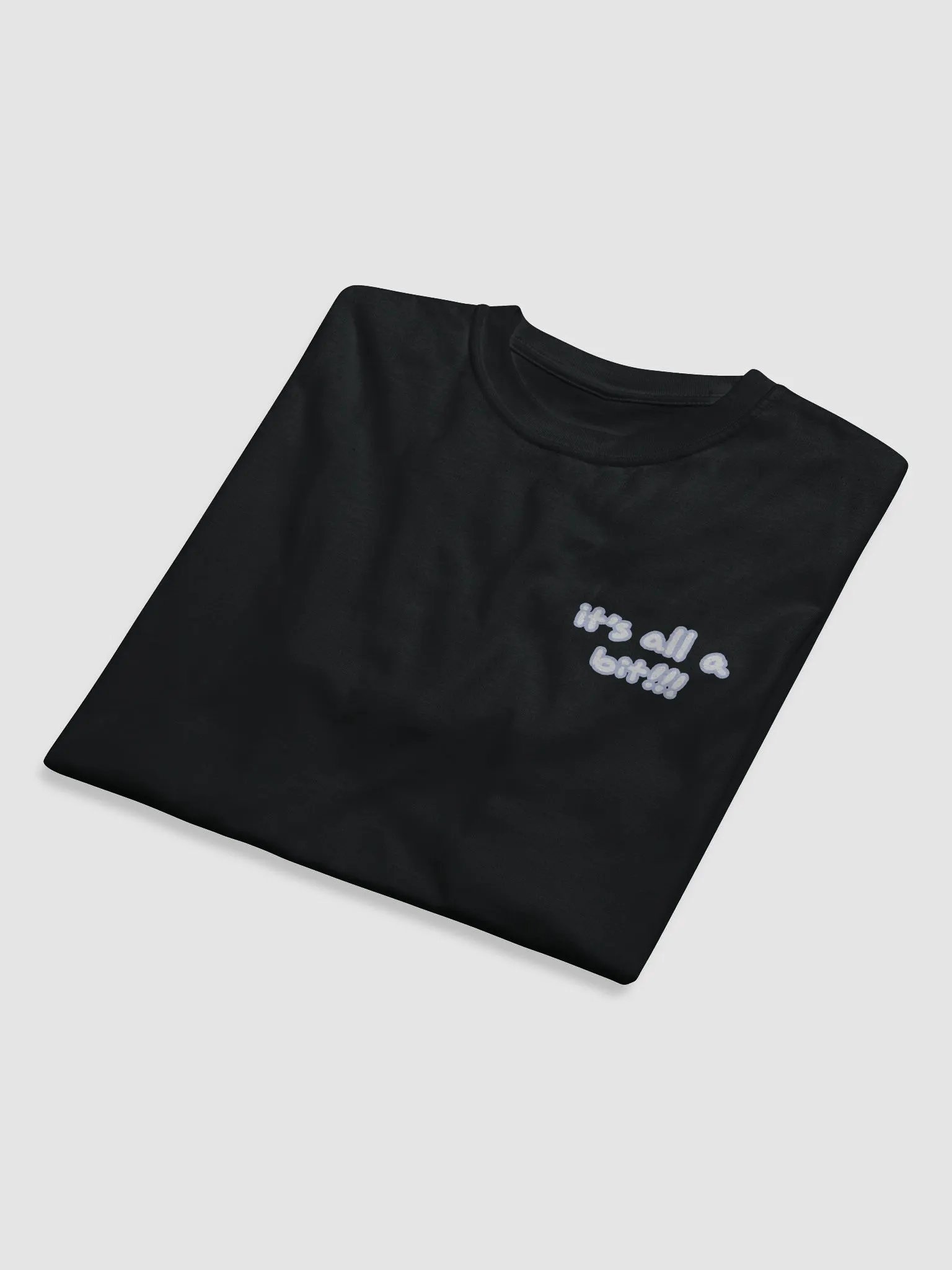 “It’s all a bit!!!” (sm. lined design, #BDCAEF) unisex eco tee product image (8)