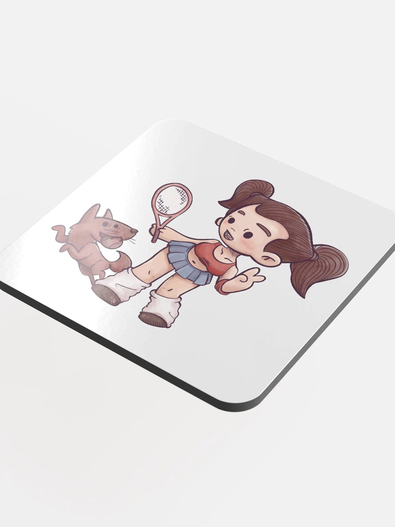 She & Her Pet | Glossed Cork Coaster product image (4)