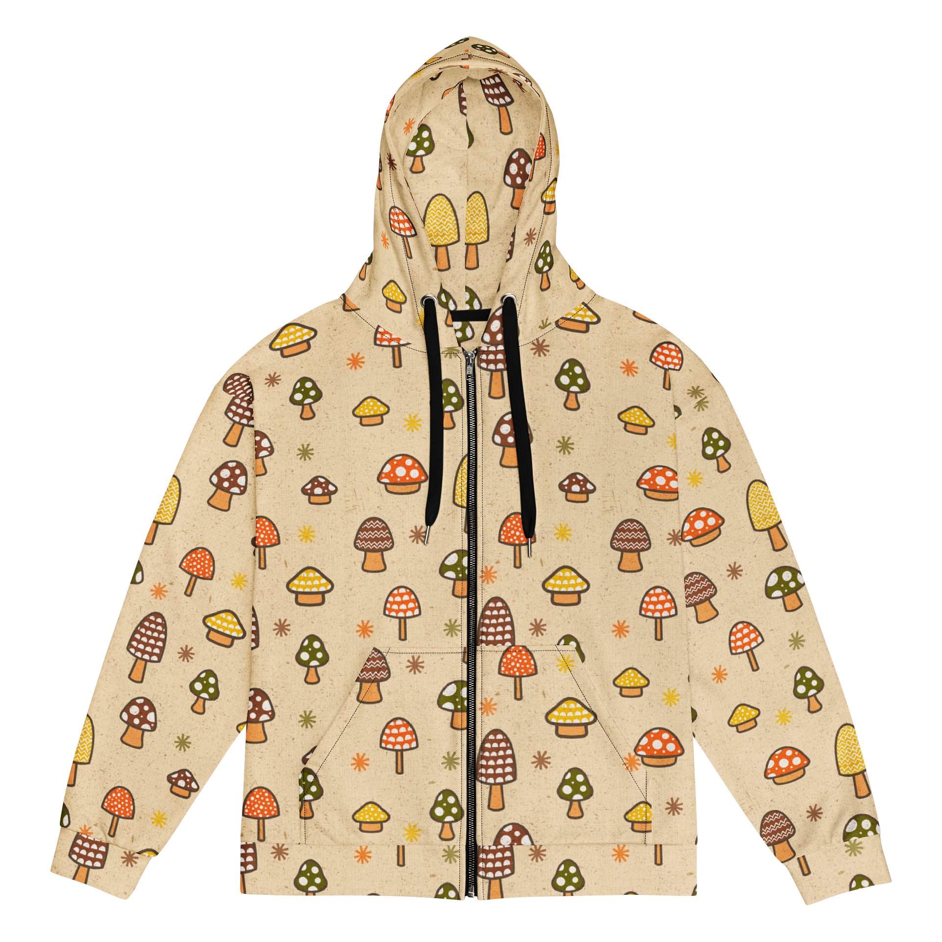 1970s Retro Mushrooms Recycled Unisex Zip Hoodie product image (1)