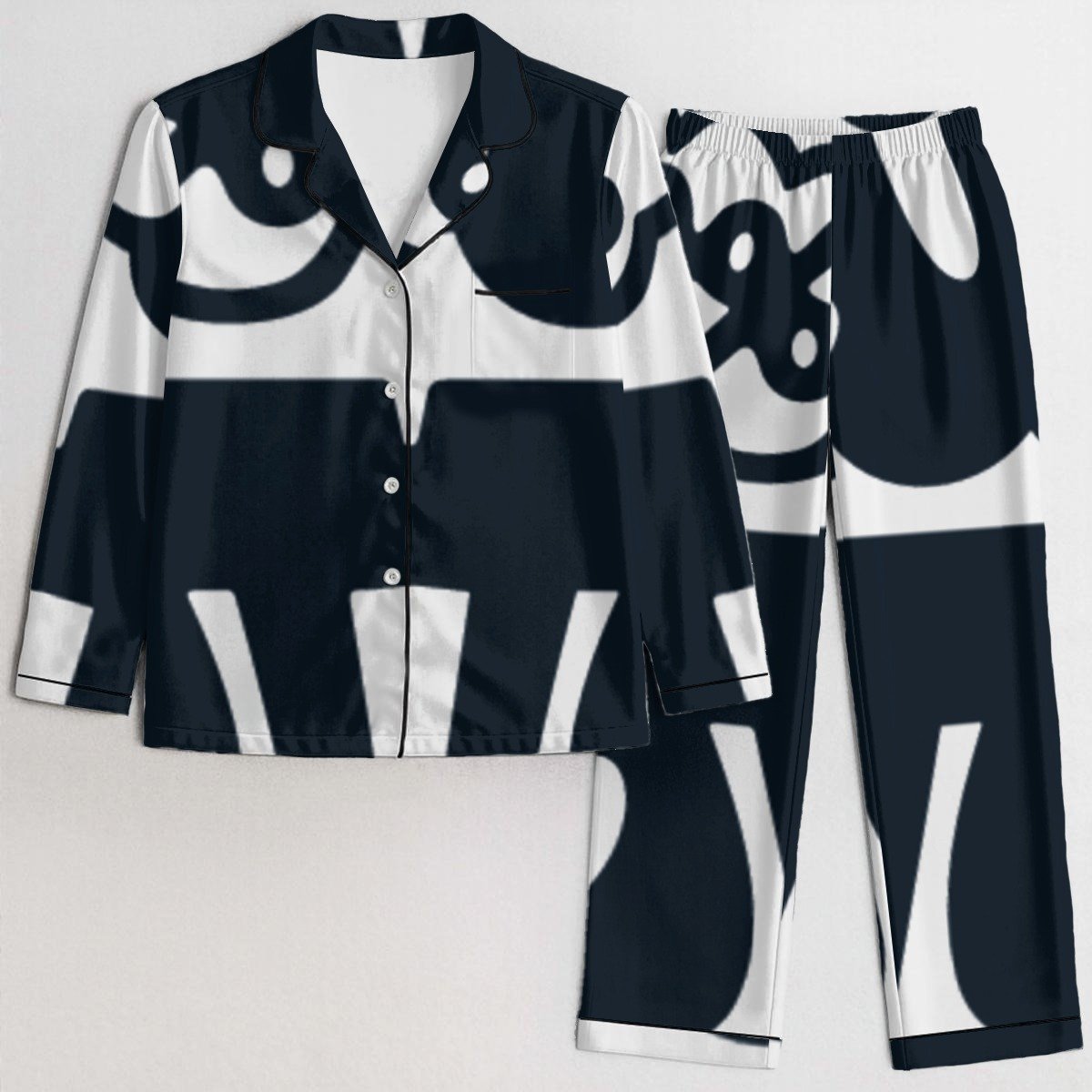 Monochrome Luxe Satin Pajama Set product image (1)