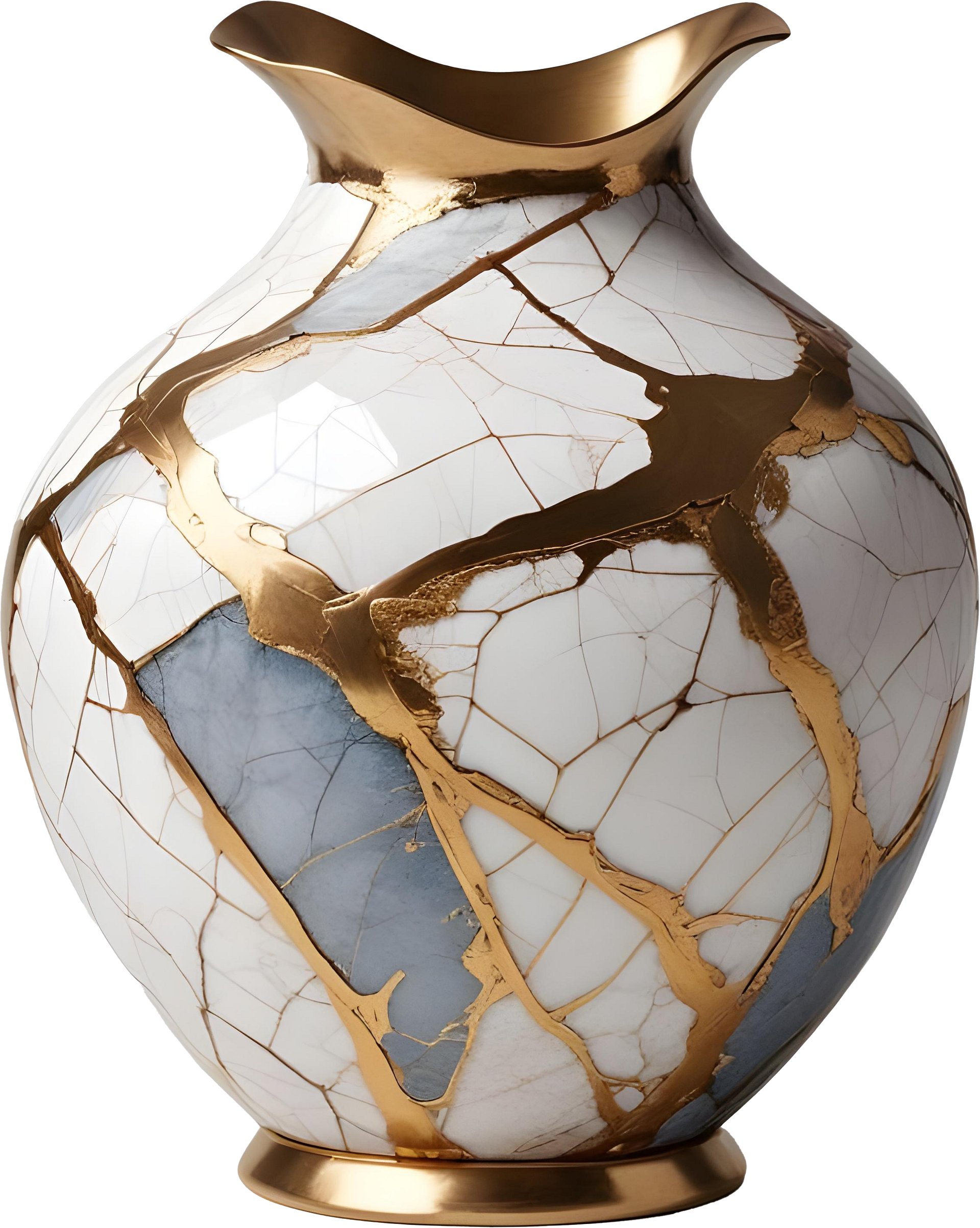 Kintsugi Brilliance – Golden Vein Vase PNG product image (1)