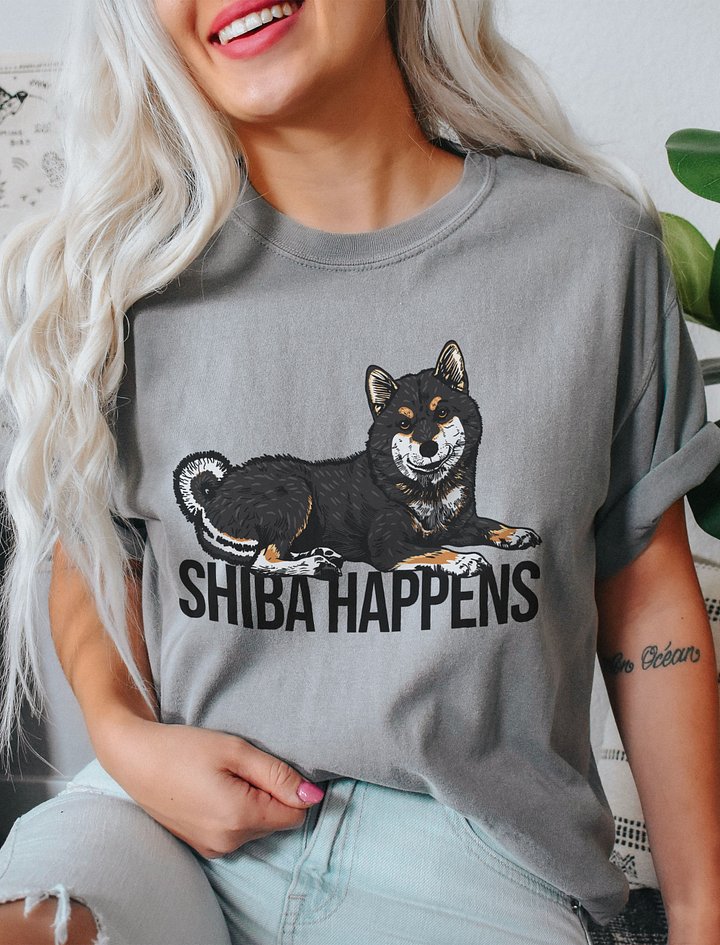 Shiba Happens T-Shirt of a Shiba Inu (Tricolor) | Funny T-Shirt for Shiba Inu Paw-rents product image (2)