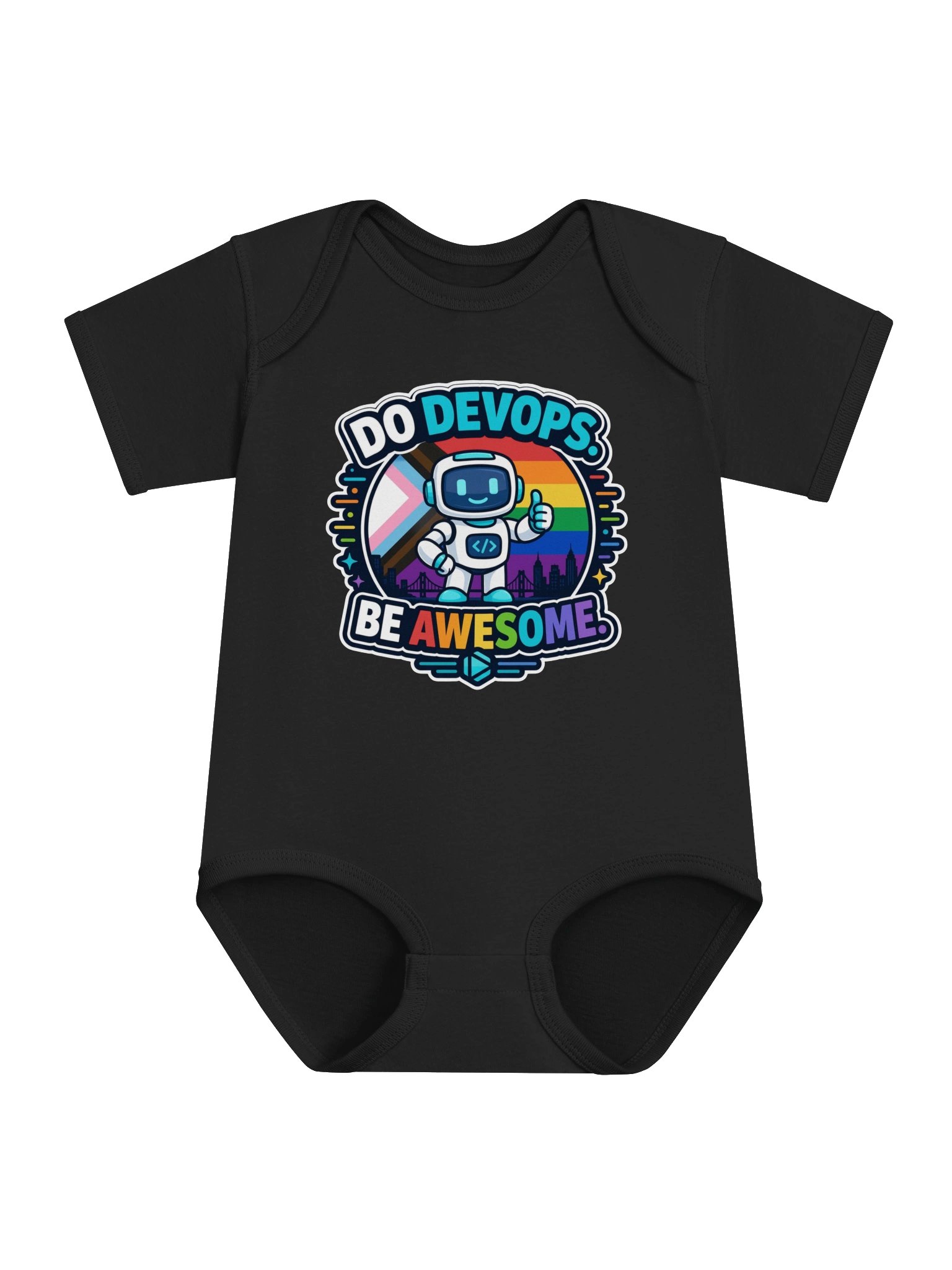 Do DevOps. Be Awesome. Rainbow Robot Baby Bodysuit product image (1)