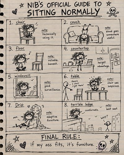 I made a guide to all the completely reasonable ways I sit on furniture wrong and ignore every perfectly good chair in the ro...