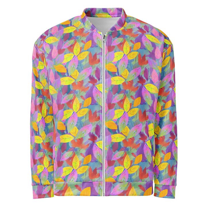 Yellow Pink Leaves Bomber Jacket product image (1)