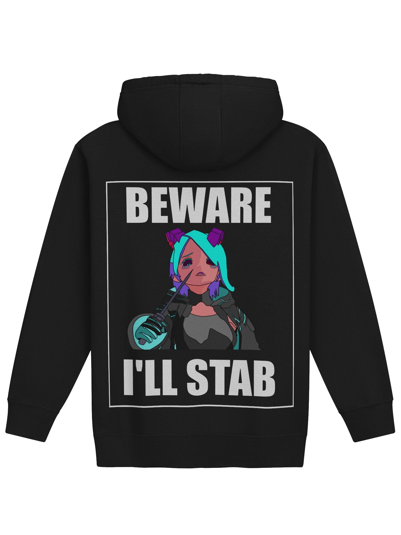 Beware I stab Hoodie - White Outline product image (1)