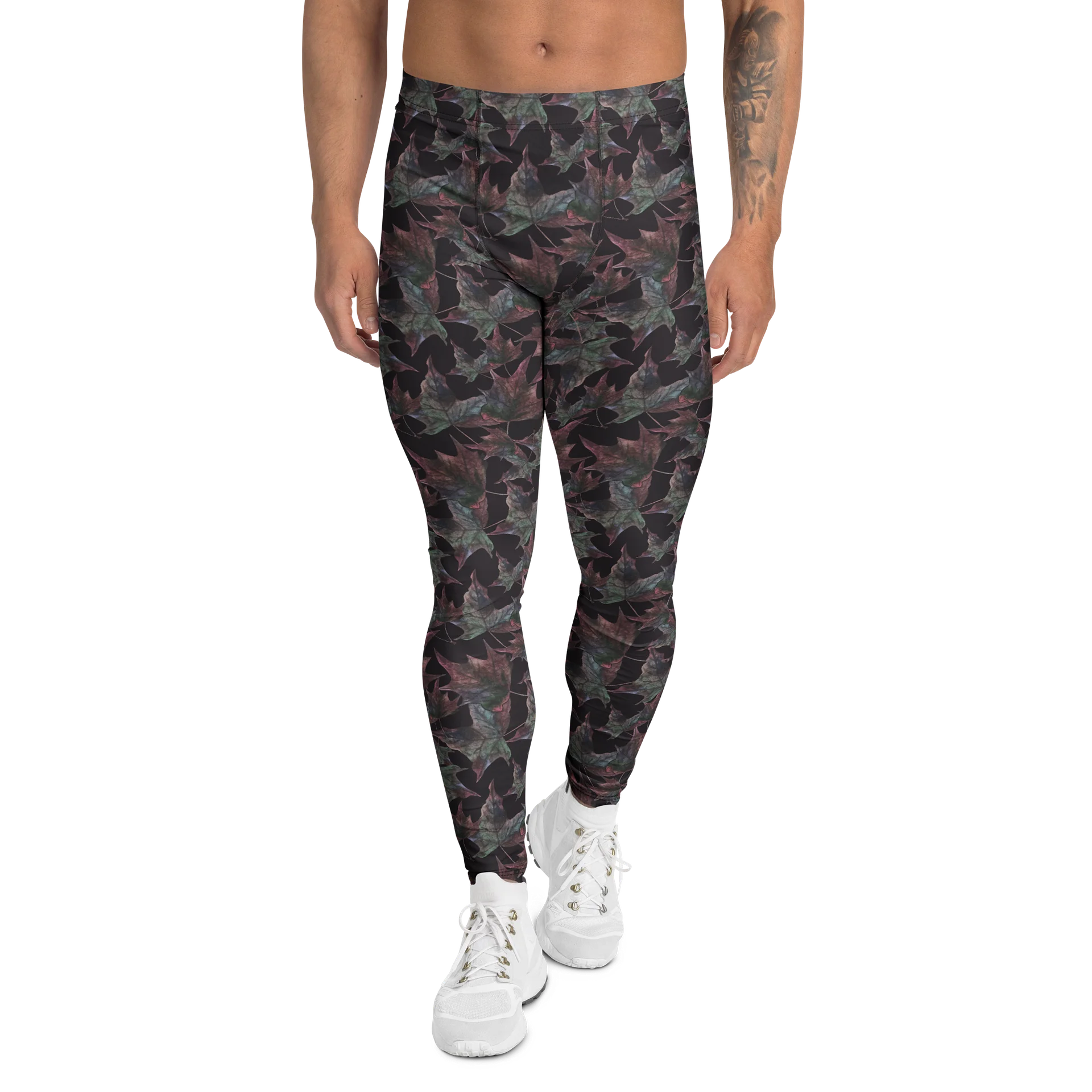 Artistic Watercolor Maple Print Men's Leggings product image (1)