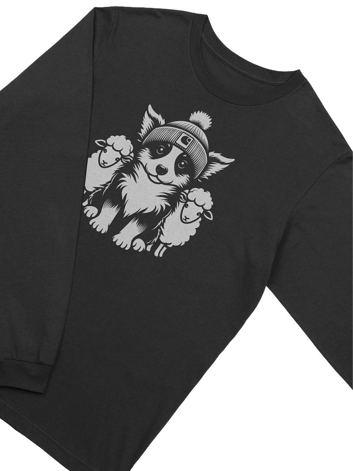 Cute Tricolor Border Collie with Sheep Long Sleeve T-Shirt product image (2)
