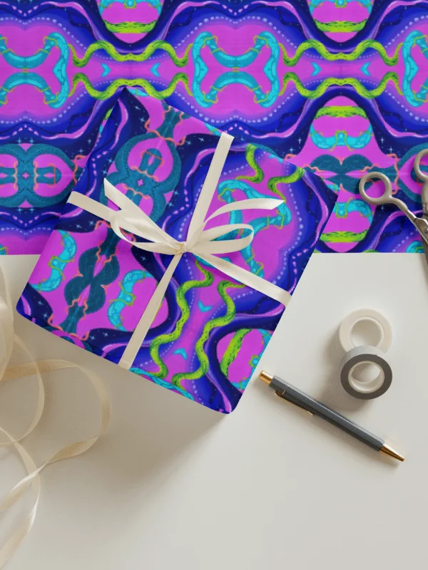 Neon Space Party Kaleidoscopic Wrapping Paper product image (6)