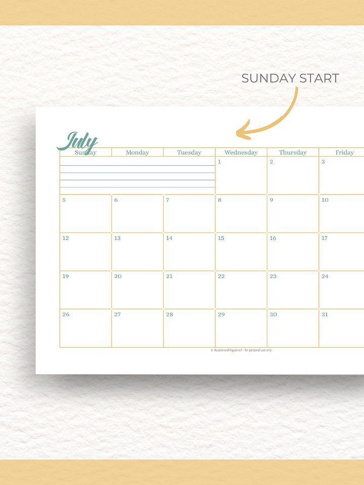 Sunshine Skies - 26/27 Calendar - Single Page per Month - Half Letter Size product image (2)