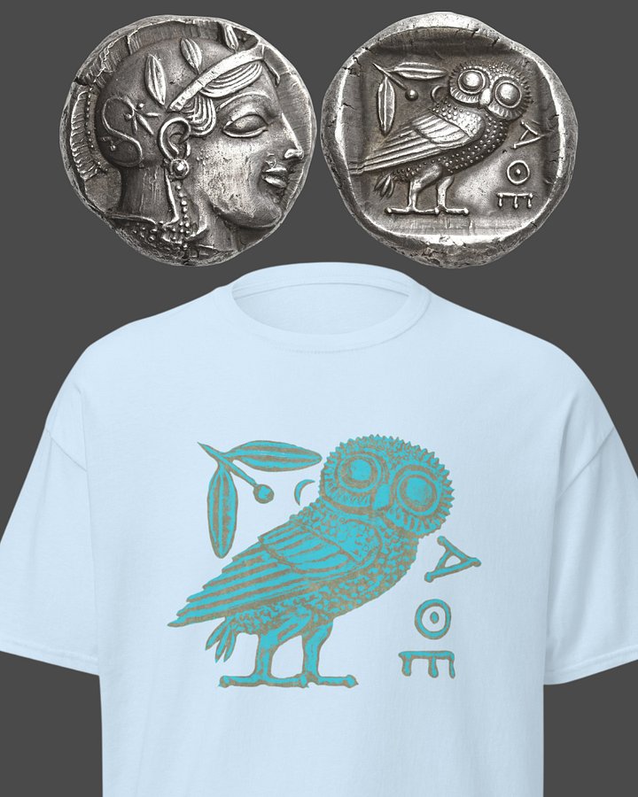Athenian Owl Ancient Greek Coin Art 5th Century BC, T-Shirt product image (2)
