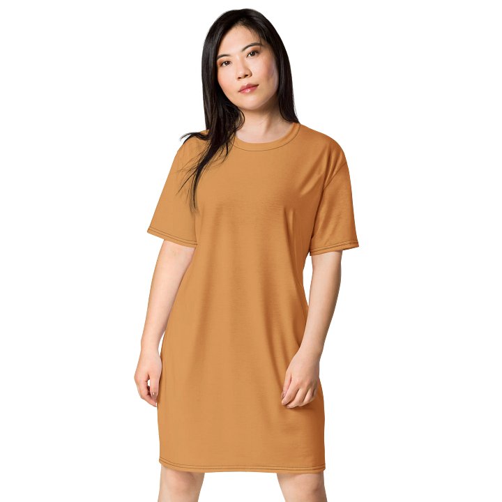 Porsche Gold Oversized T-Shirt Dress | Stretchy Fabric | Casual or Formal Style | Sizes 2XS-6XL | Exclusive Design product image (1)